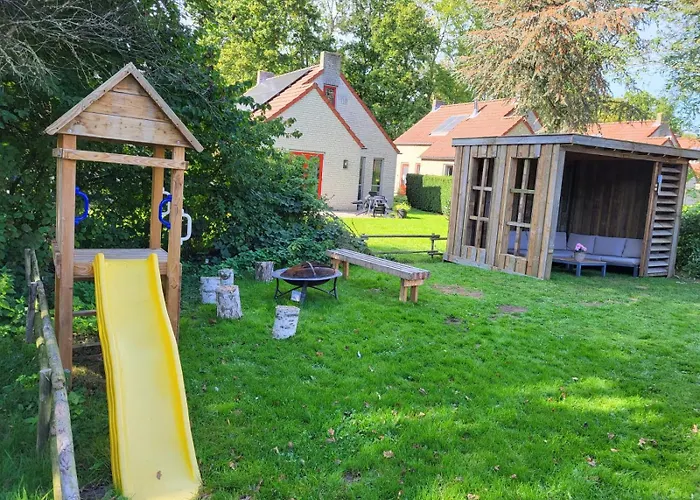 7 Person House With Garden, Firepit, Swimming Lake, Hammock, Child Friendly, In- And Outside Playground, Slide, And Great Coffee